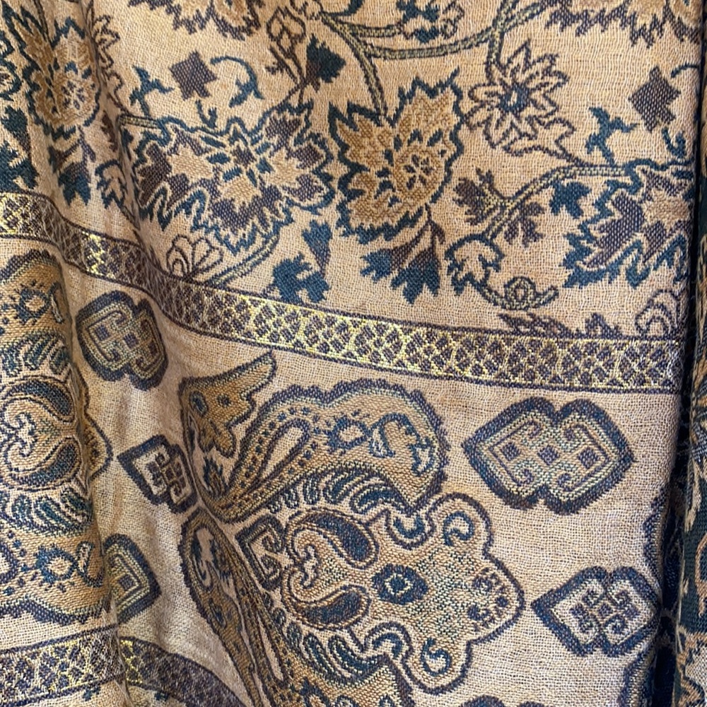 Orange black gold Pashmina 100% pashmina from Jordan NWOT - Picture 5 of 7